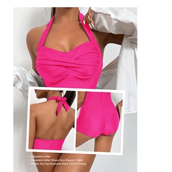 One Piece Bathing Suit for Women Vintage Womens Swimsuits Tummy Control Retro L - Picture 2 of 3